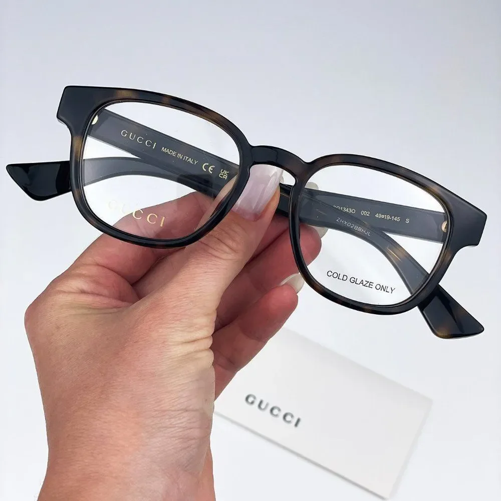 Gucci GG1343O 002 Eyeglasses Dark Havana Oval Unisex